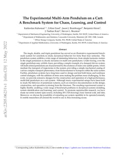 The Experimental Multi-Arm Pendulum on a Cart: A Benchmark System for
  Chaos, Learning, and Control