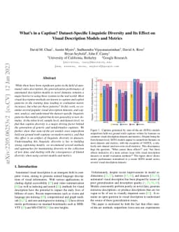 What's in a Caption? Dataset-Specific Linguistic Diversity and Its
  Effect on Visual Description Models and Metrics