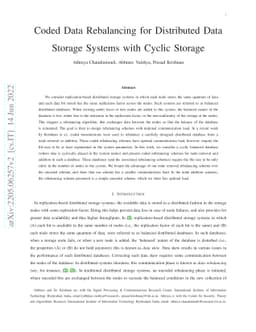 Coded Data Rebalancing for Distributed Data Storage Systems with Cyclic
  Storage