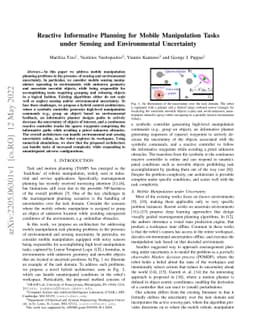 Reactive Informative Planning for Mobile Manipulation Tasks under
  Sensing and Environmental Uncertainty