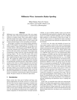 Millimeter-Wave Automotive Radar Spoofing