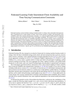 Federated Learning Under Intermittent Client Availability and
  Time-Varying Communication Constraints