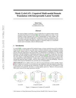 Mask CycleGAN: Unpaired Multi-modal Domain Translation with
  Interpretable Latent Variable