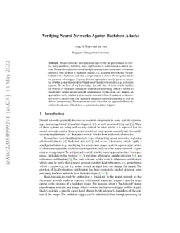 Verifying Neural Networks Against Backdoor Attacks