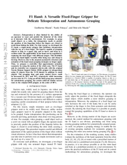 F1 Hand: A Versatile Fixed-Finger Gripper for Delicate Teleoperation and
  Autonomous Grasping