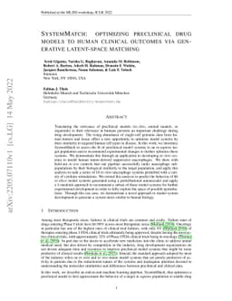 SystemMatch: optimizing preclinical drug models to human clinical
  outcomes via generative latent-space matching