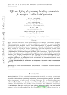 Efficient lifting of symmetry breaking constraints for complex
  combinatorial problems