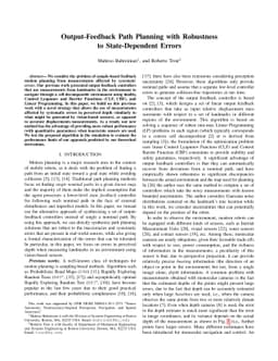 Output-Feedback Path Planning with Robustness to State-Dependent Errors