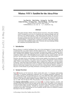 Miutsu: NTU's TaskBot for the Alexa Prize