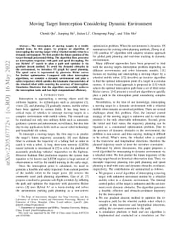 Moving Target Interception Considering Dynamic Environment