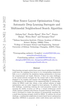 Heat Source Layout Optimization Using Automatic Deep Learning Surrogate
  and Multimodal Neighborhood Search Algorithm