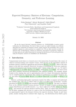 Expected Frequency Matrices of Elections: Computation, Geometry, and
  Preference Learning