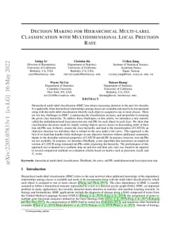 Decision Making for Hierarchical Multi-label Classification with
  Multidimensional Local Precision Rate