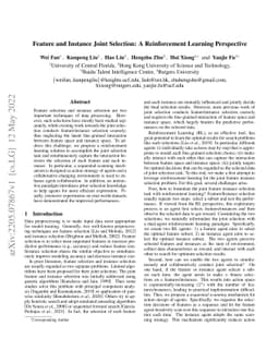 Feature and Instance Joint Selection: A Reinforcement Learning
  Perspective