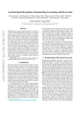 Accented Speech Recognition: Benchmarking, Pre-training, and Diverse
  Data