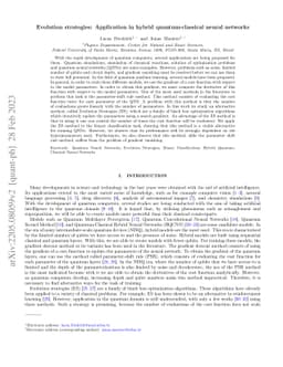 Evolution strategies: Application in hybrid quantum-classical neural
  networks