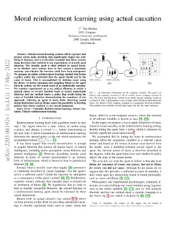 Moral reinforcement learning using actual causation