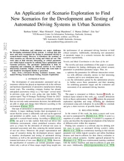 An Application of Scenario Exploration to Find New Scenarios for the
  Development and Testing of Automated Driving Systems in Urban Scenarios