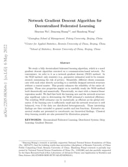 Network Gradient Descent Algorithm for Decentralized Federated Learning