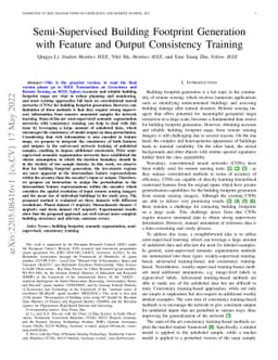 Semi-Supervised Building Footprint Generation with Feature and Output
  Consistency Training