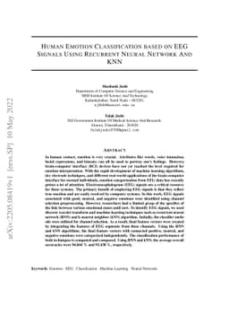 Human Emotion Classification based on EEG Signals Using Recurrent Neural
  Network And KNN