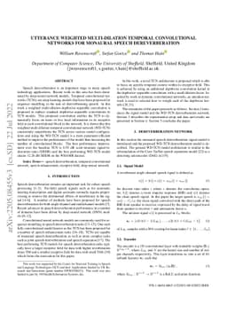 Utterance Weighted Multi-Dilation Temporal Convolutional Networks for
  Monaural Speech Dereverberation