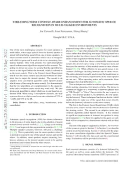 Streaming Noise Context Aware Enhancement For Automatic Speech
  Recognition in Multi-Talker Environments