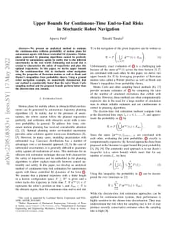 Upper Bounds for Continuous-Time End-to-End Risks in Stochastic Robot
  Navigation