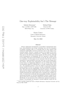 One-way Explainability Isn't The Message