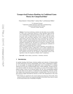 Unsupervised Features Ranking via Coalitional Game Theory for
  Categorical Data
