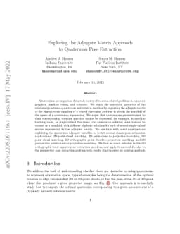 Exploring the Adjugate Matrix Approach to Quaternion Pose Extraction