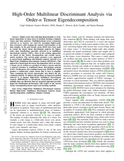 High-Order Multilinear Discriminant Analysis via Order-$\textit{n}$
  Tensor Eigendecomposition