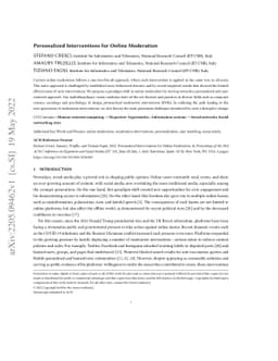 Personalized Interventions for Online Moderation