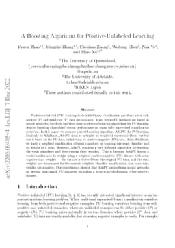 A Boosting Algorithm for Positive-Unlabeled Learning