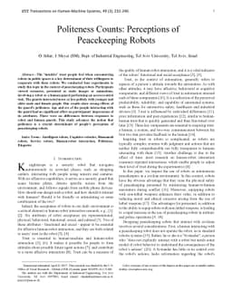 Politeness Counts: Perceptions of Peacekeeping Robots