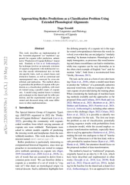 Approaching Reflex Predictions as a Classification Problem Using
  Extended Phonological Alignments