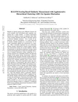 Bi-LSTM Scoring Based Similarity Measurement with Agglomerative
  Hierarchical Clustering (AHC) for Speaker Diarization