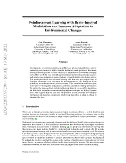 Reinforcement Learning with Brain-Inspired Modulation can Improve
  Adaptation to Environmental Changes