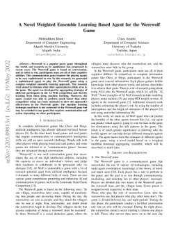 A Novel Weighted Ensemble Learning Based Agent for the Werewolf Game