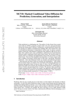 MCVD: Masked Conditional Video Diffusion for Prediction, Generation, and
  Interpolation