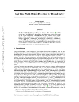 Real Time Multi-Object Detection for Helmet Safety