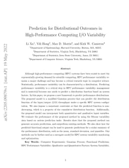 Prediction for Distributional Outcomes in High-Performance Computing I/O
  Variability