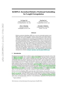 KERPLE: Kernelized Relative Positional Embedding for Length
  Extrapolation