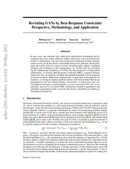 Revisiting GANs by Best-Response Constraint: Perspective, Methodology,
  and Application