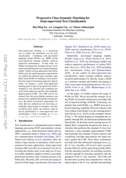 Progressive Class Semantic Matching for Semi-supervised Text
  Classification
