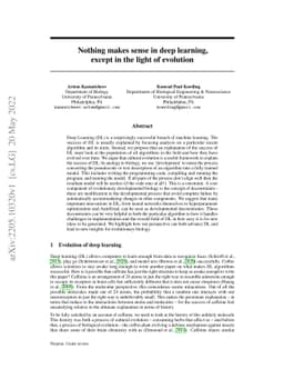 Nothing makes sense in deep learning, except in the light of evolution