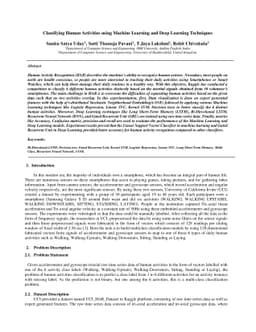 Classifying Human Activities using Machine Learning and Deep Learning
  Techniques