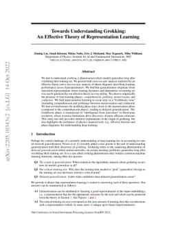 Towards Understanding Grokking: An Effective Theory of Representation
  Learning