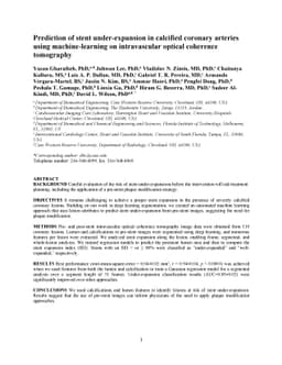 Prediction of stent under-expansion in calcified coronary arteries using
  machine-learning on intravascular optical coherence tomography