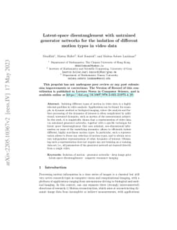 Latent-space disentanglement with untrained generator networks for the
  isolation of different motion types in video data